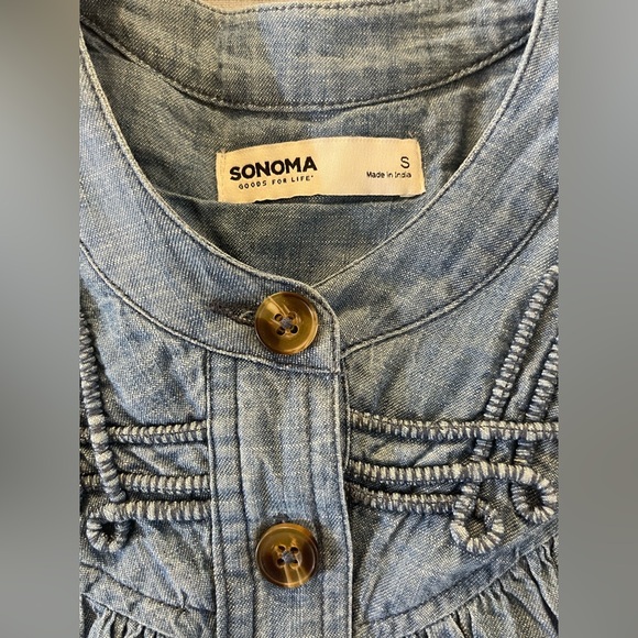 Women's Sonoma Goods For Life 100% Cotton Flutter Sleeve Dress w pockets - Picture 8 of 11